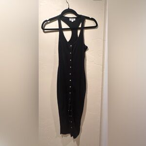 Superdown Black Sleeveless Button Midi Dress